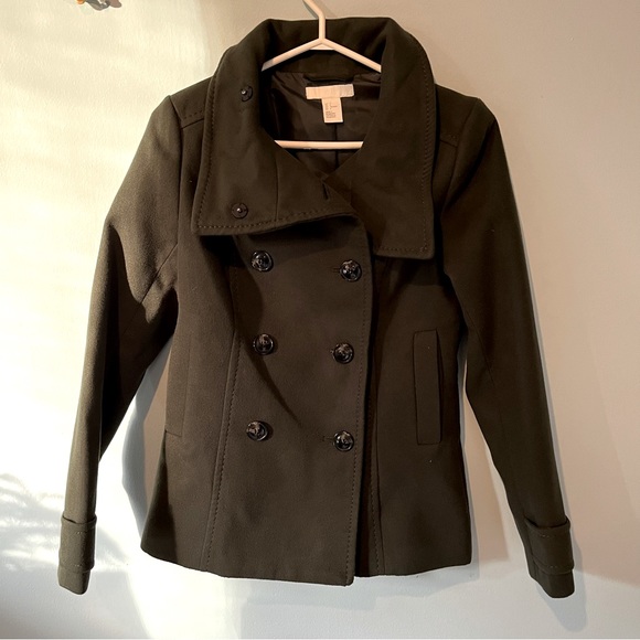 H&M Olive Green Pea Coat - Picture 9 of 12